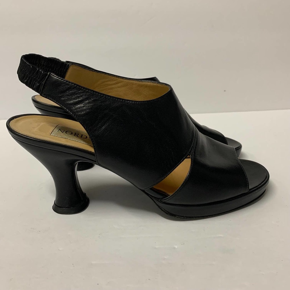 Nordstrom Sling Back Spool Heel Leather‎ Sandals Women's Size 37 (US 6-6.5)